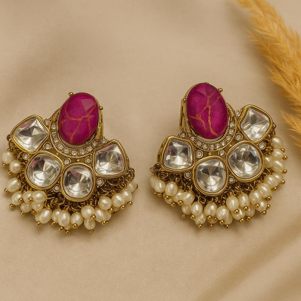 Pink Misha Stone Danglers