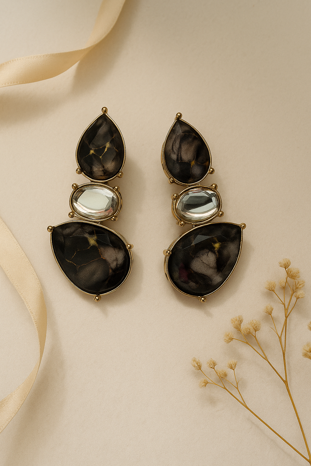 Black Shaded Stone Danglers
