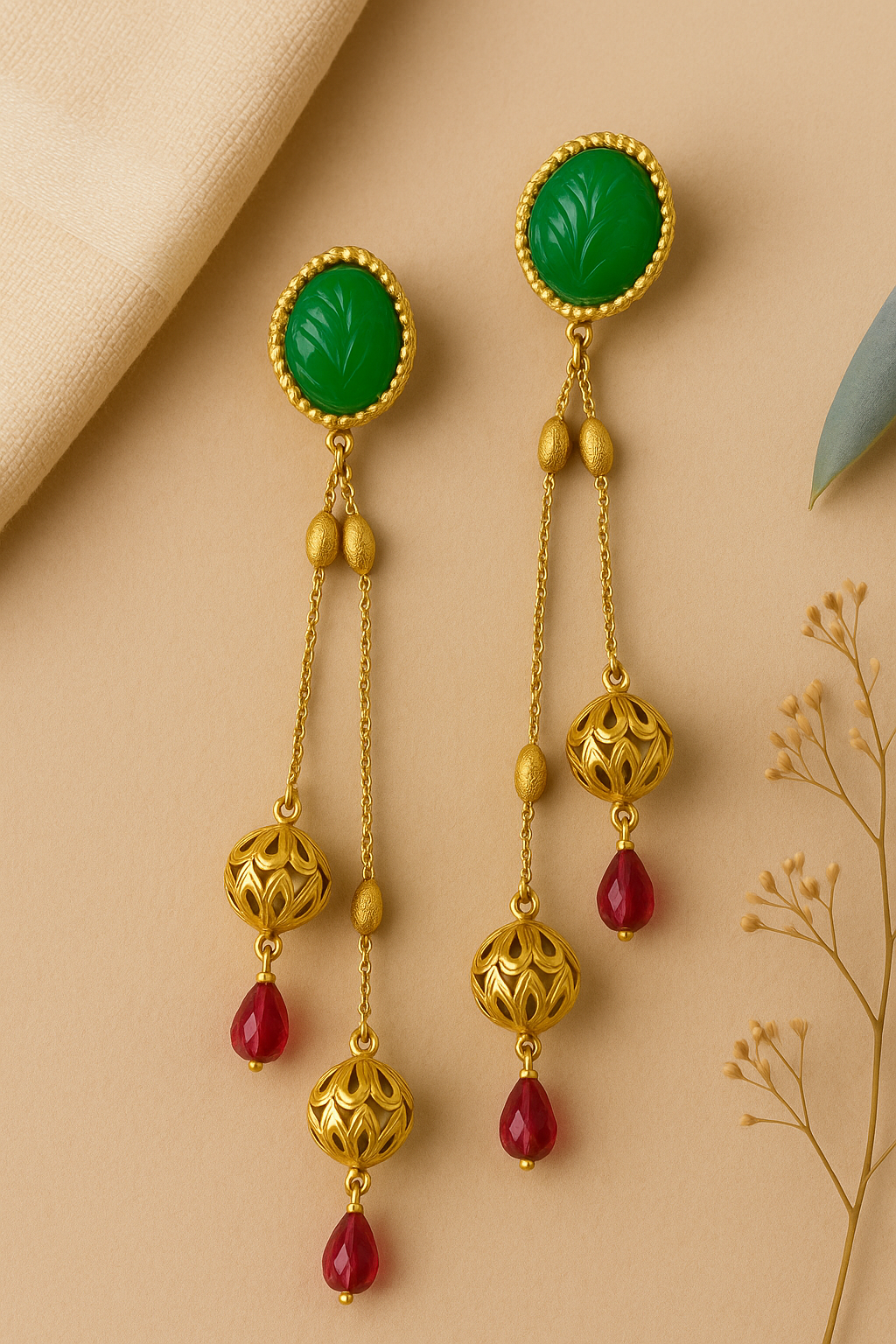 Green Keerti Danglers
