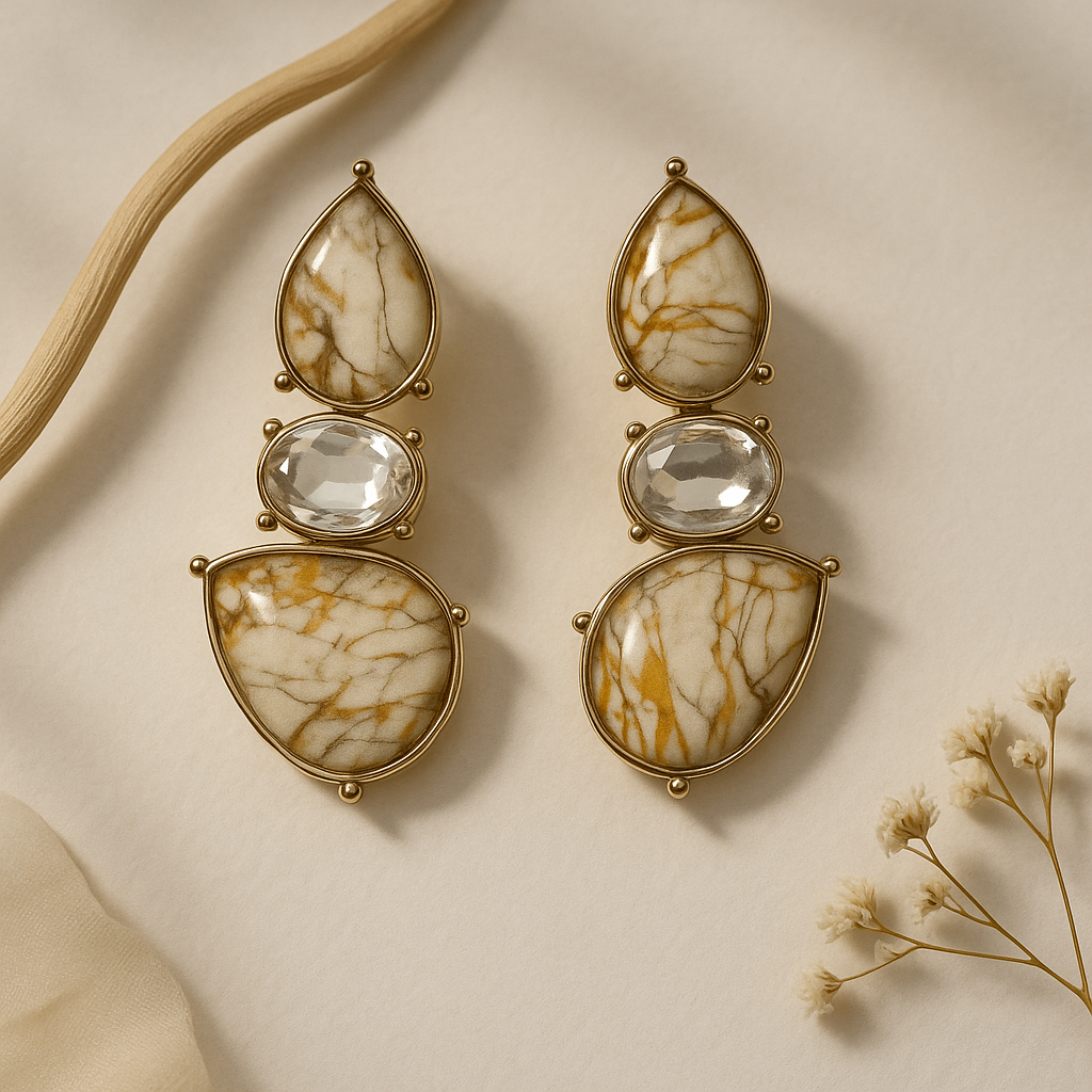 Ivory Shaded Stone Danglers