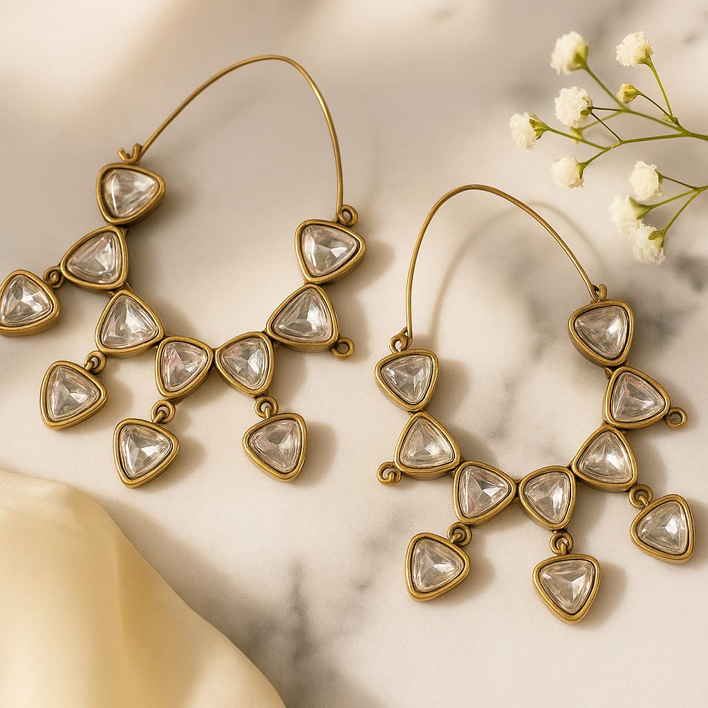 Triangle Stone Hoops