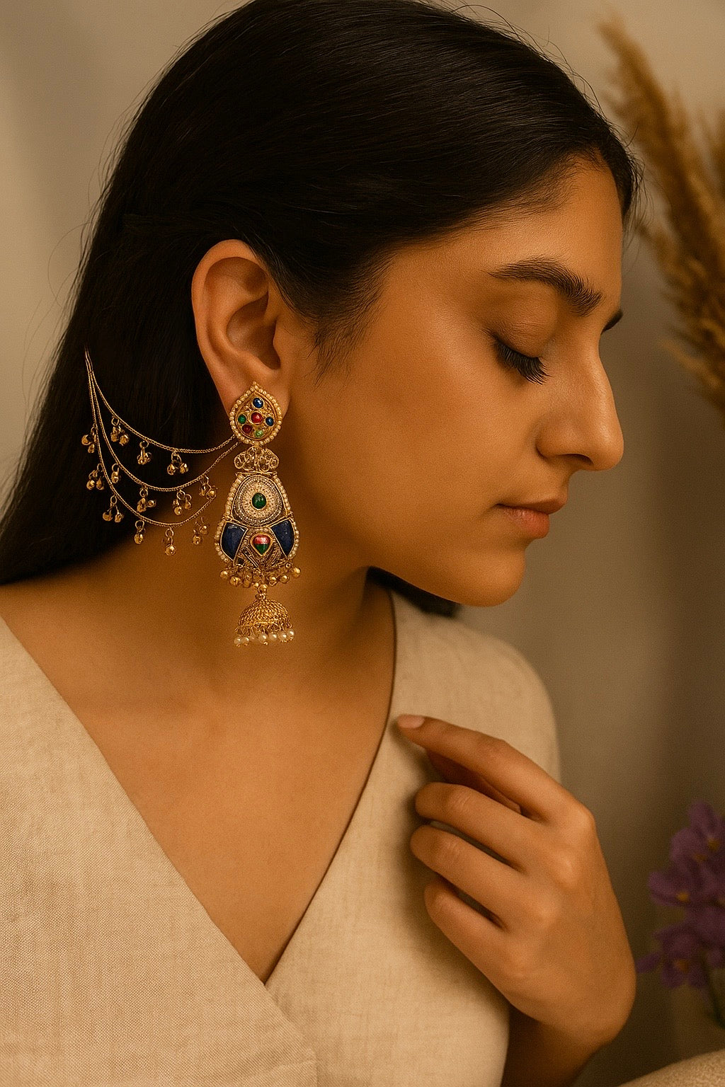 Aaradhya Chain Dangler Jhumkis