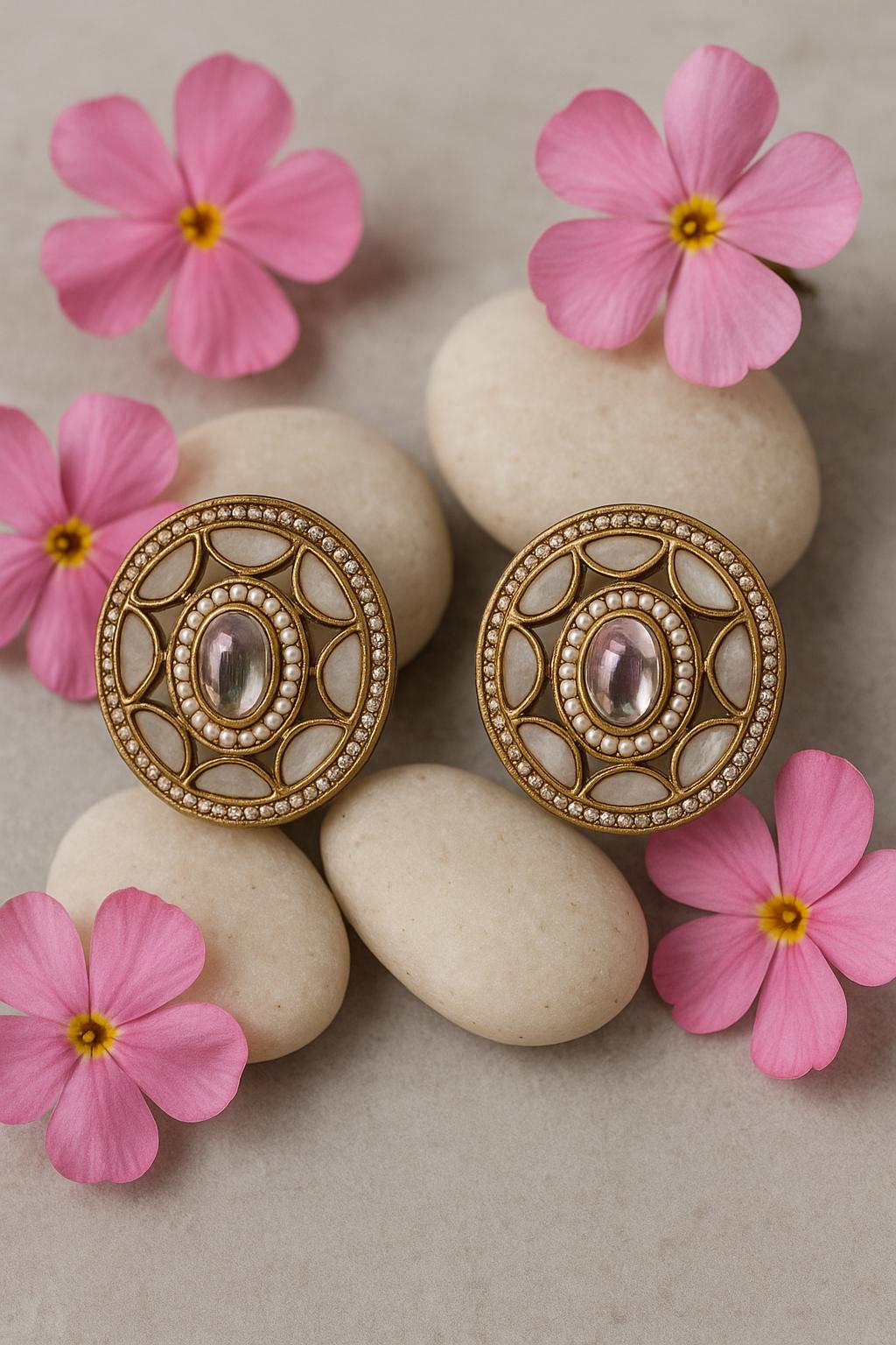 Ivory Oval Mop Studs