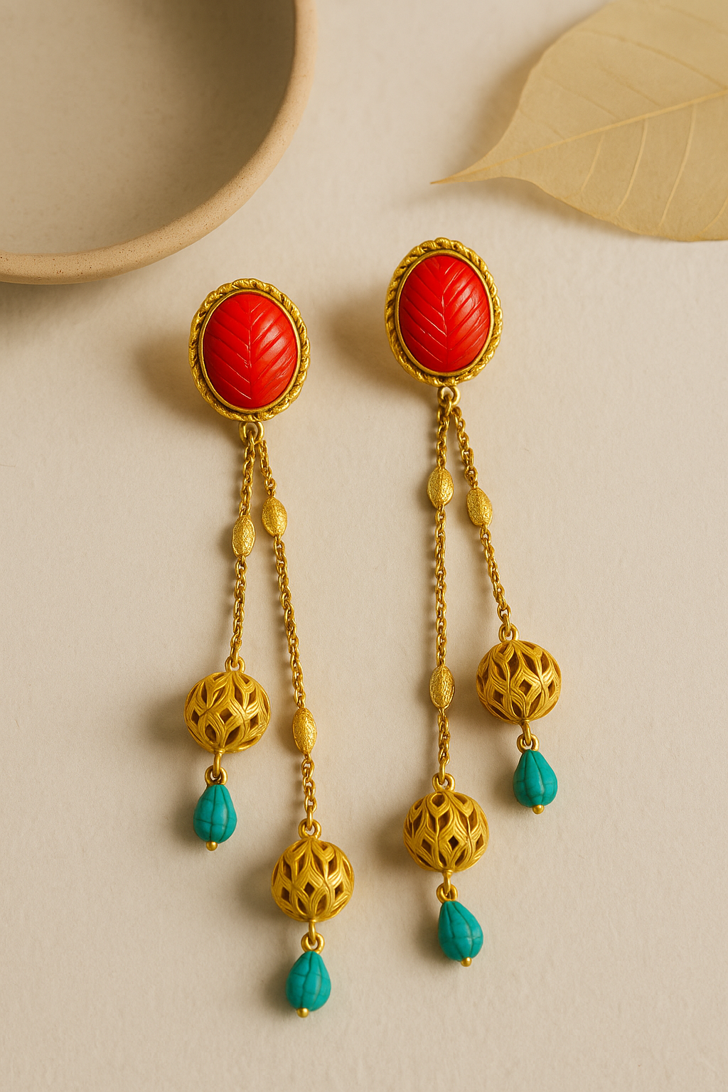 Red Keerti Danglers