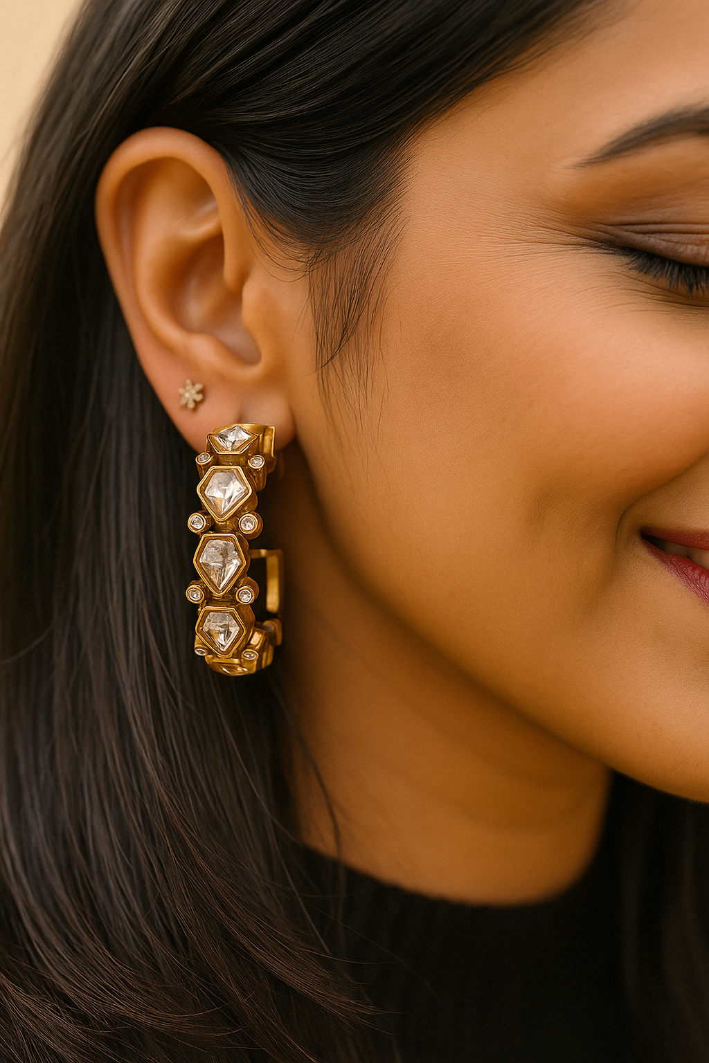Ivory Crystal Hoops