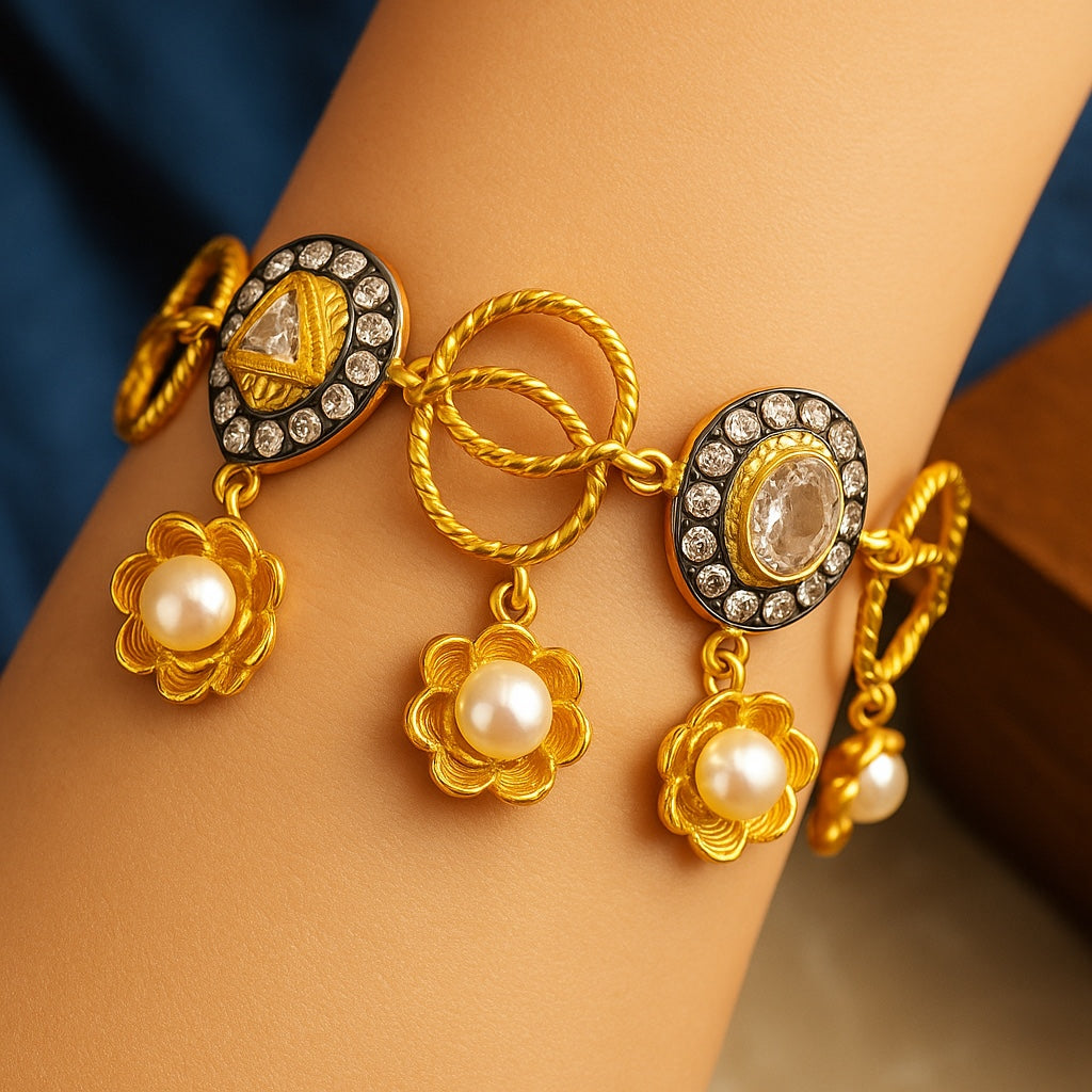 Black Stone Charms Bracelet