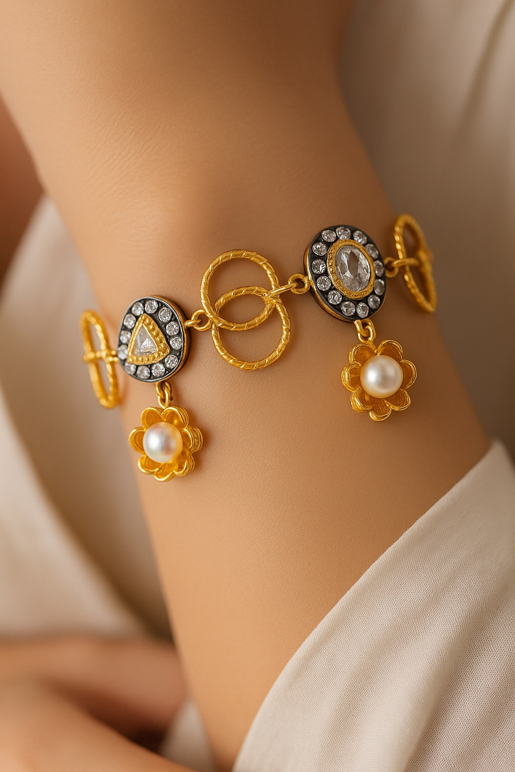 Black Stone Charms Bracelet