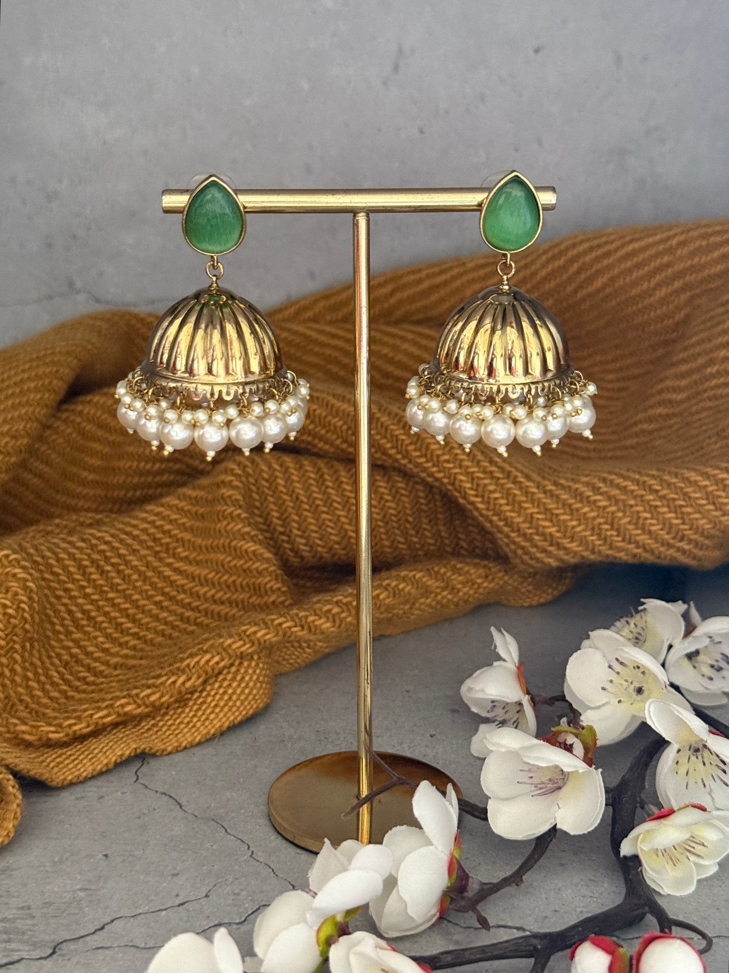 Green Naaz Jhumkis
