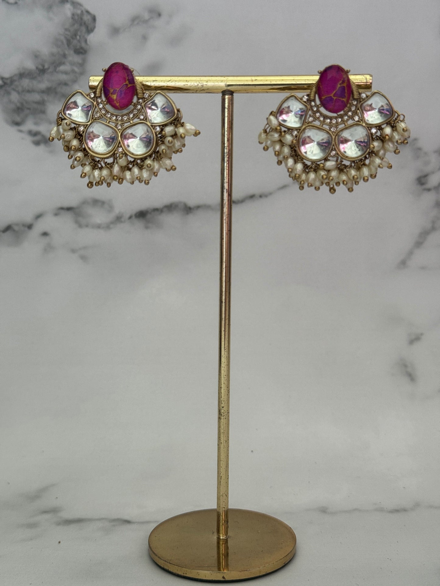 Pink Misha Stone Danglers