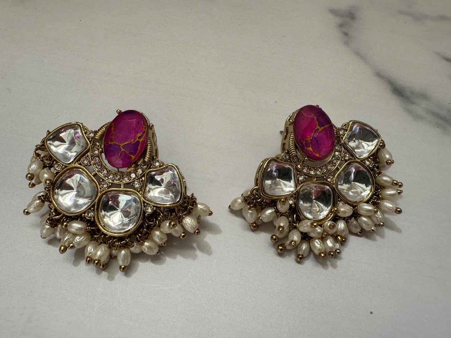 Pink Misha Stone Danglers