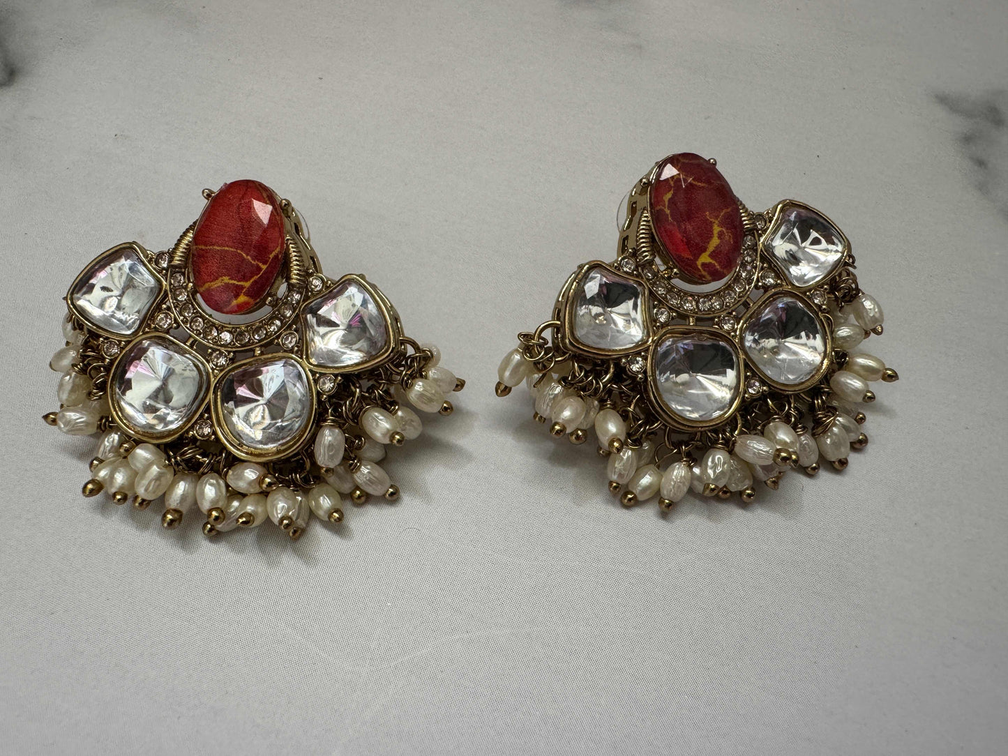 Red Misha Stone Danglers