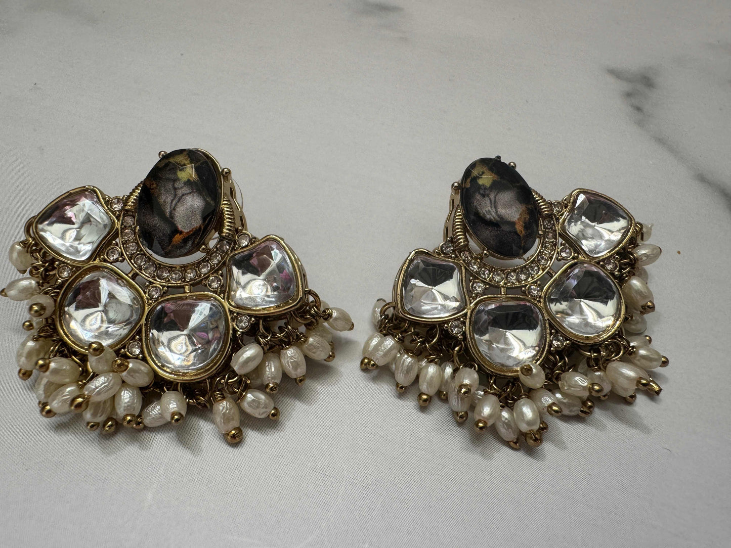 Black Misha Stone Danglers