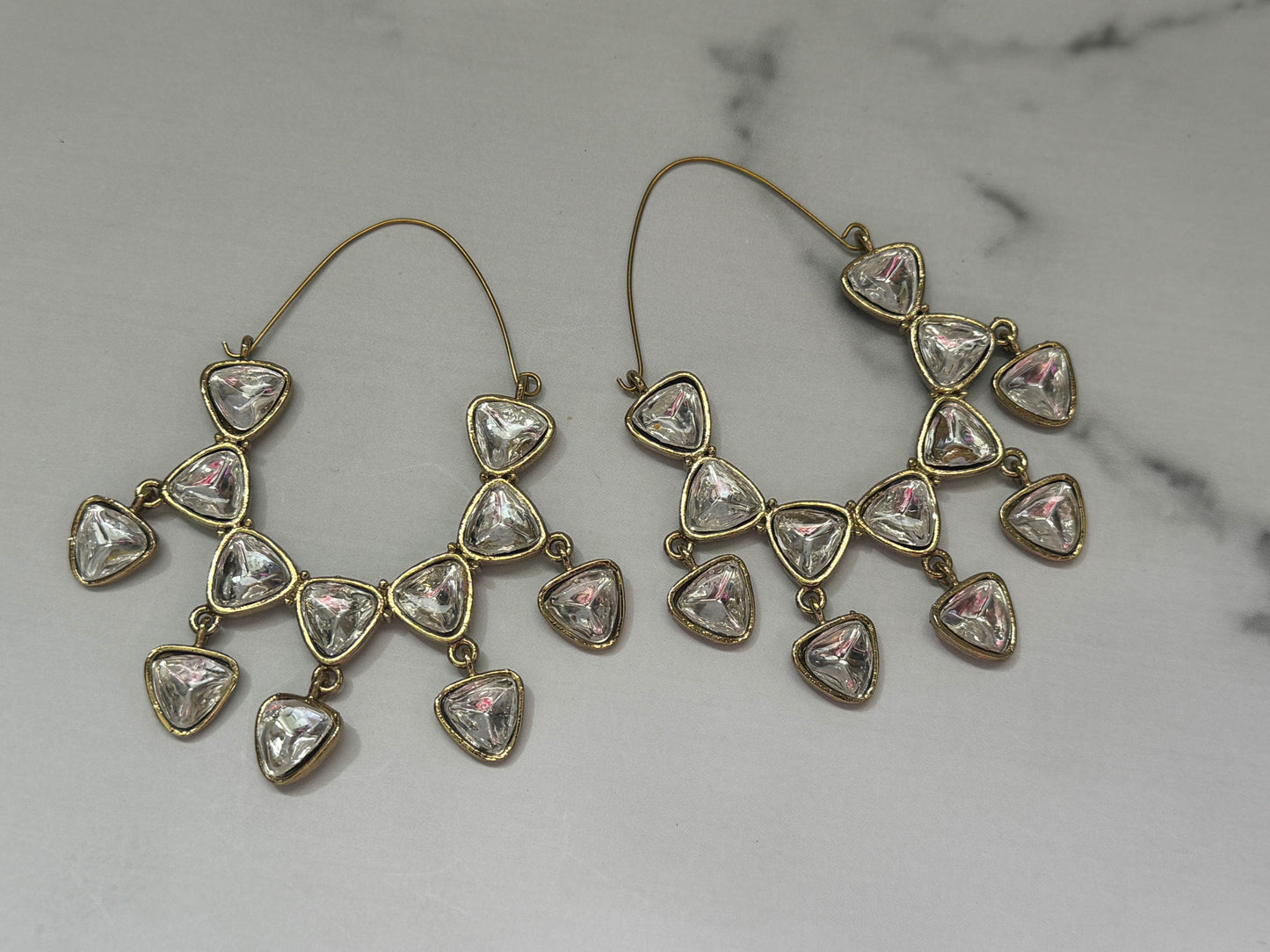 Triangle Stone Hoops