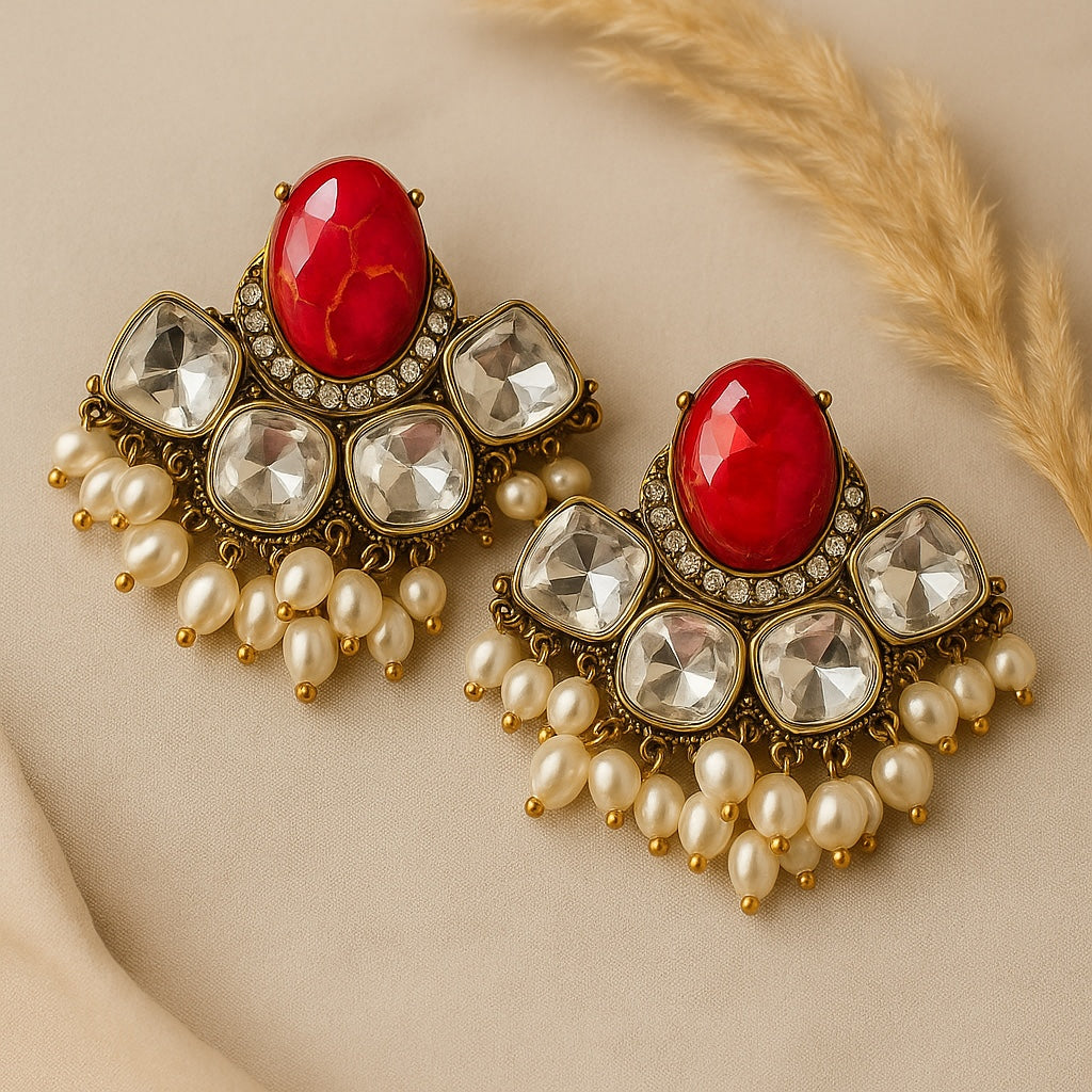 Red Misha Stone Danglers