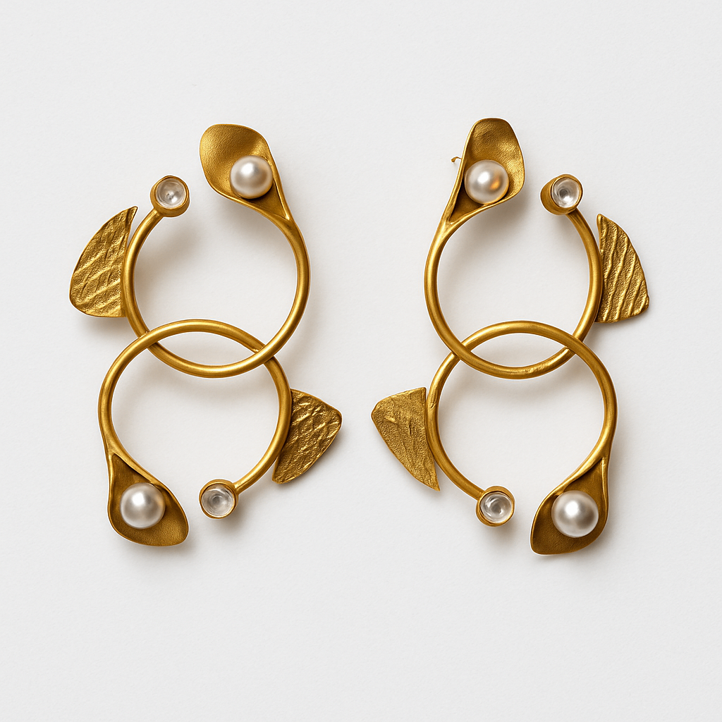 Entangled Circular Pearl Studs