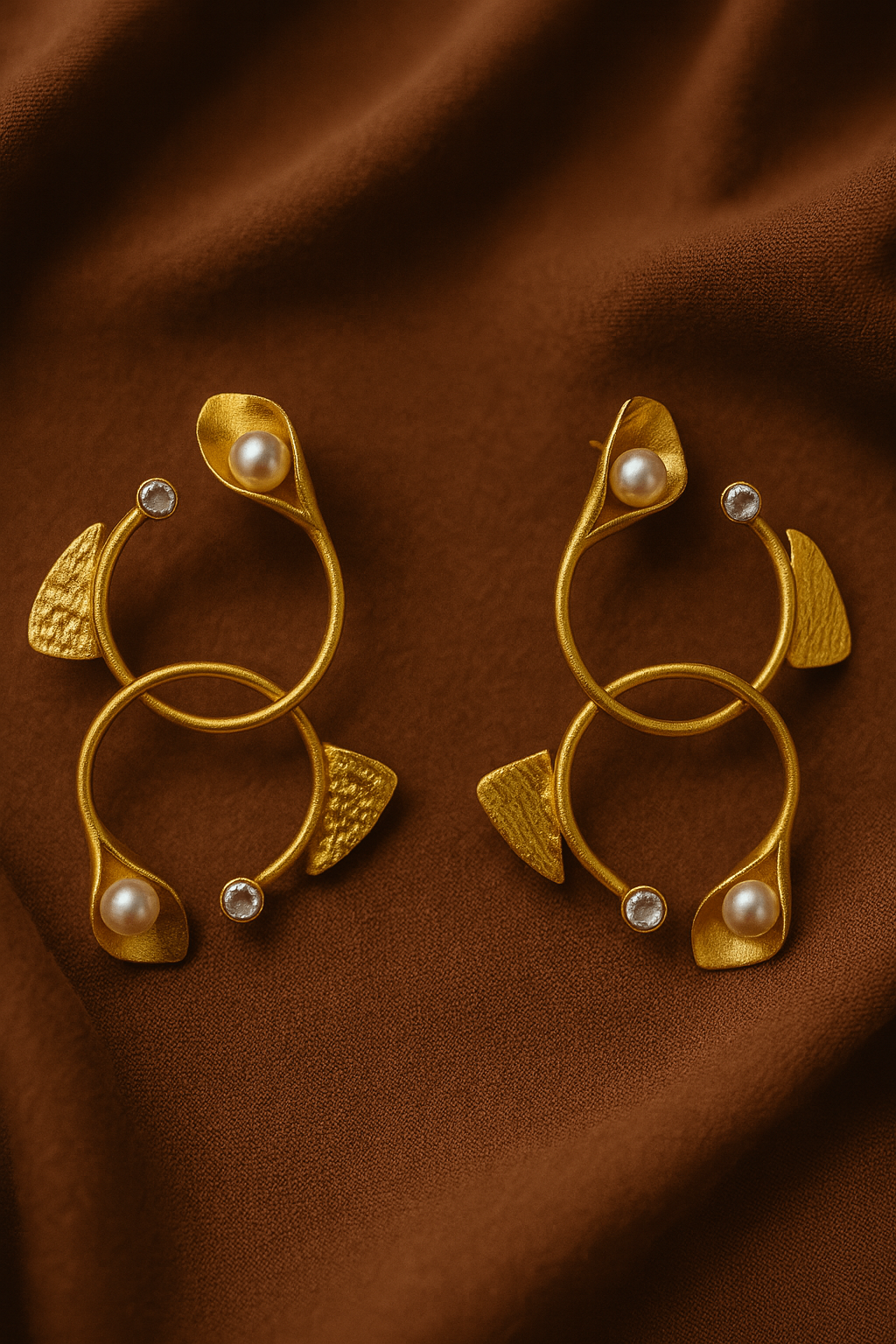 Entangled Circular Pearl Studs