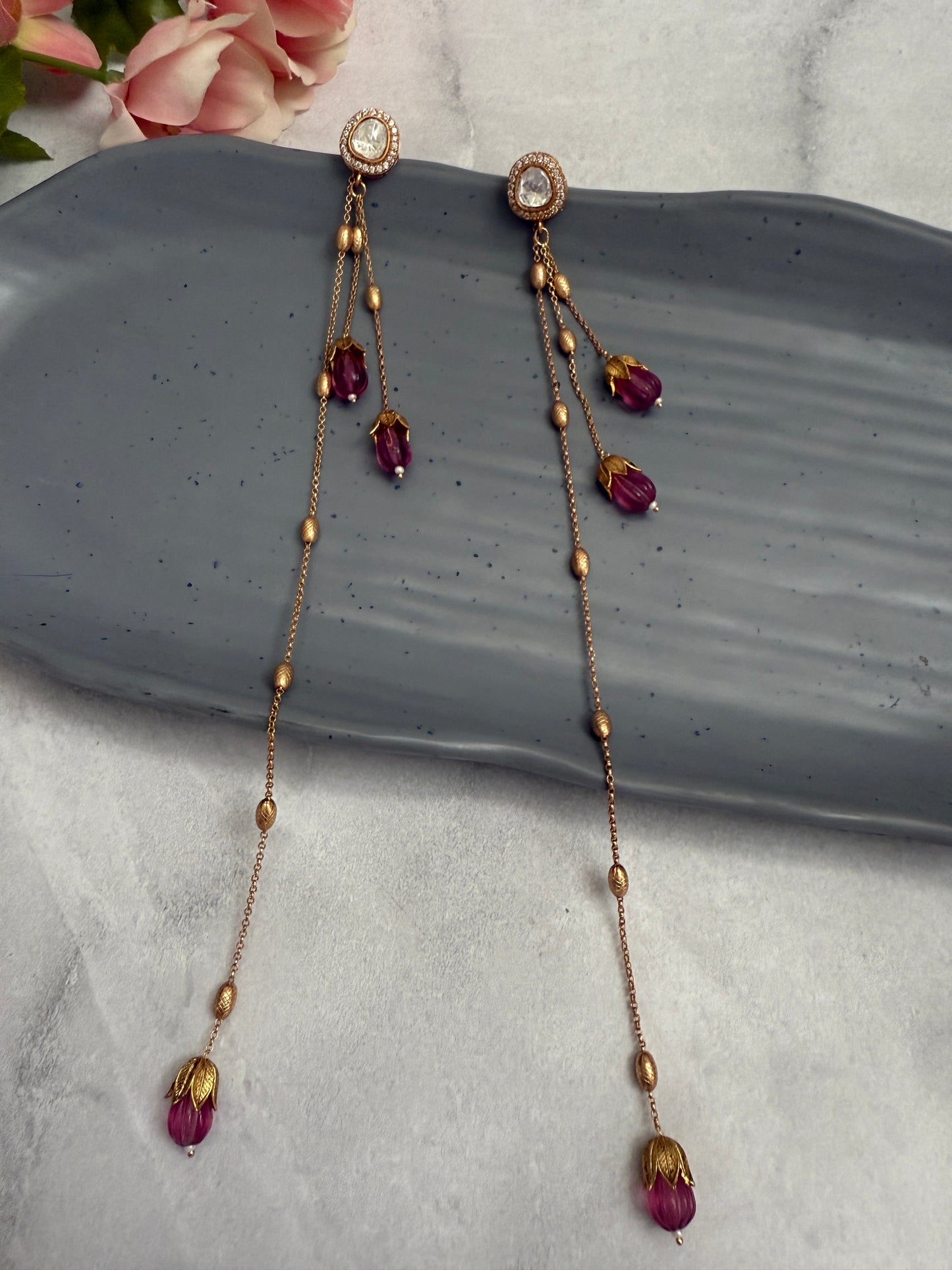 Pink Maahi Danglers