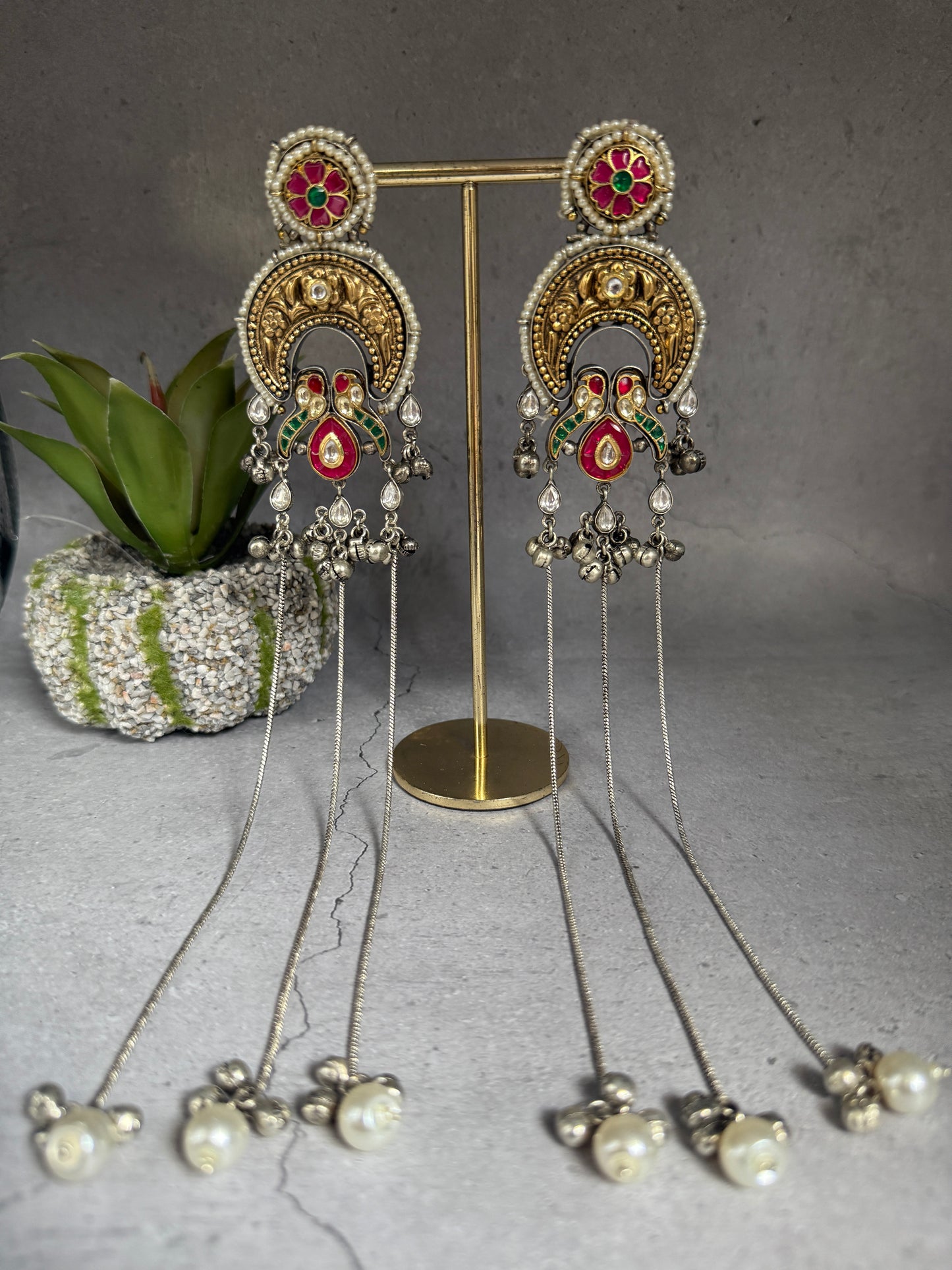 Pink Shagun Chain Danglers