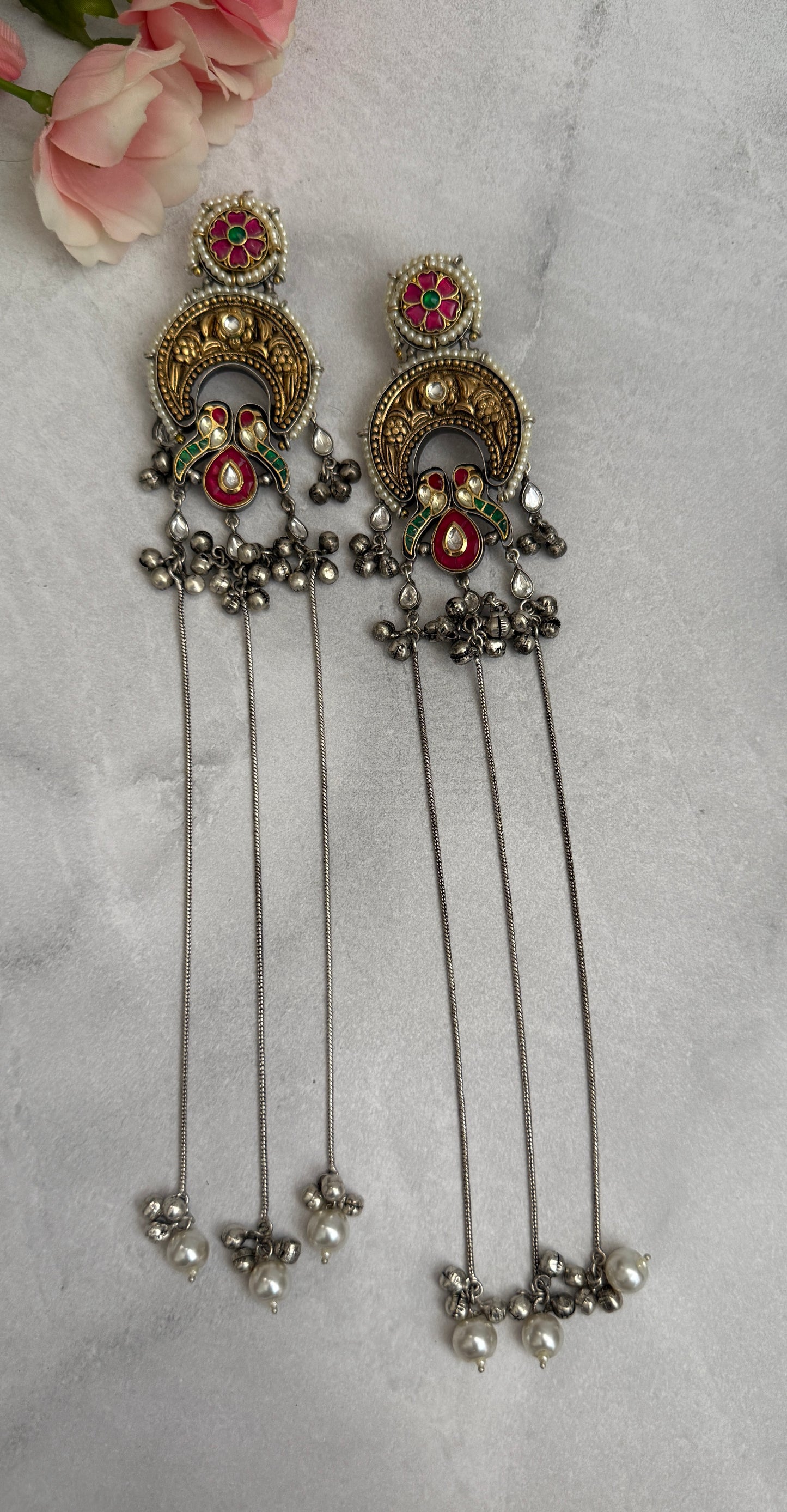 Pink Shagun Chain Danglers