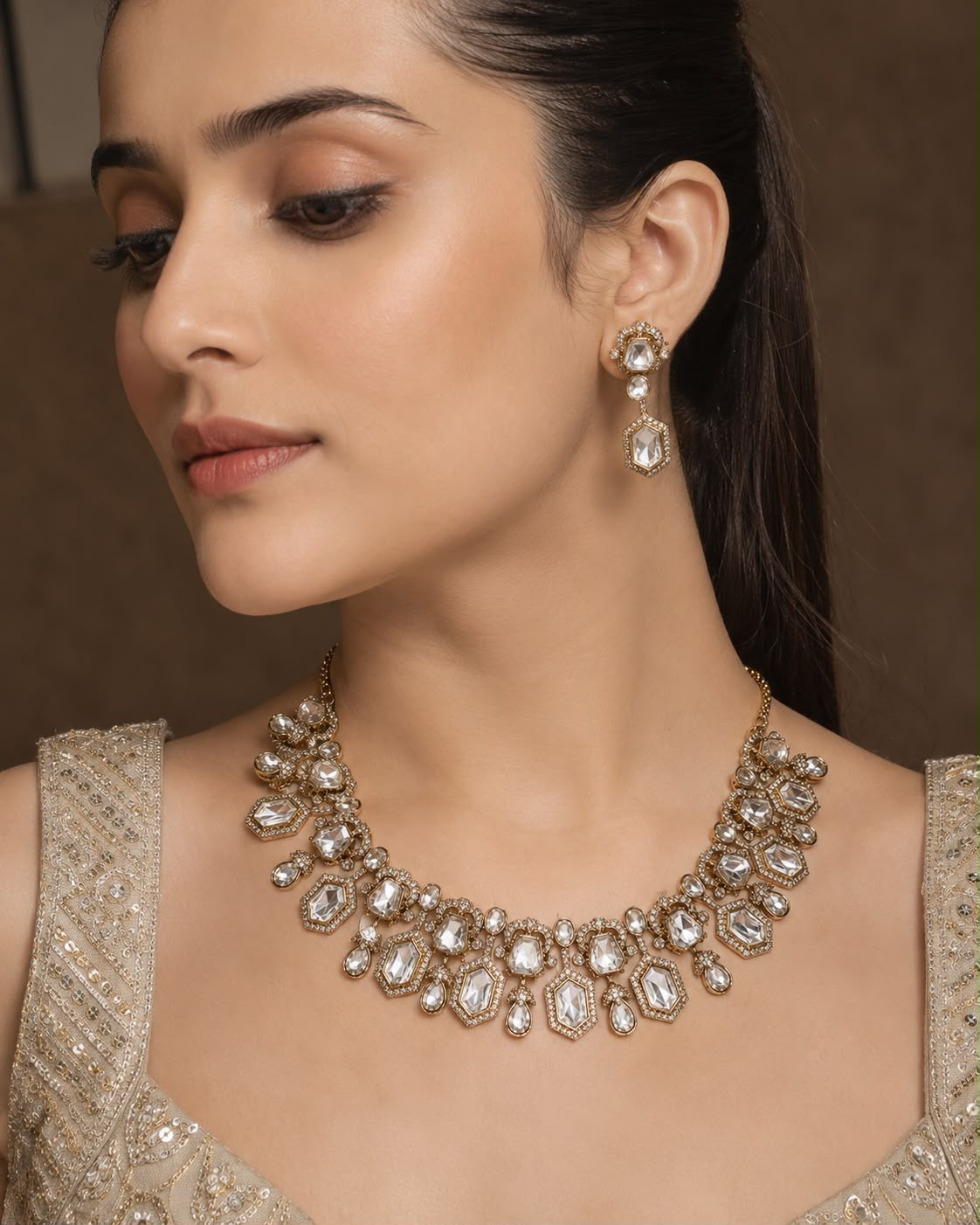 Vedika Moissanite Neckline Set