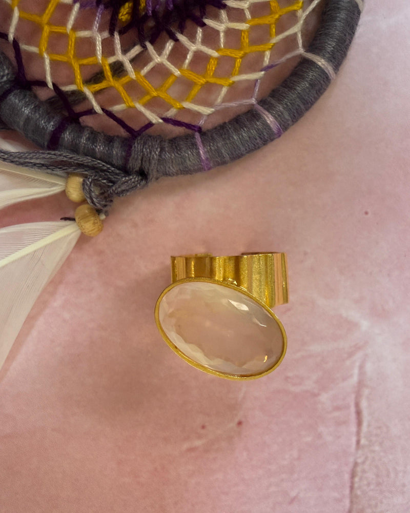 Pink Stone Oval Ring