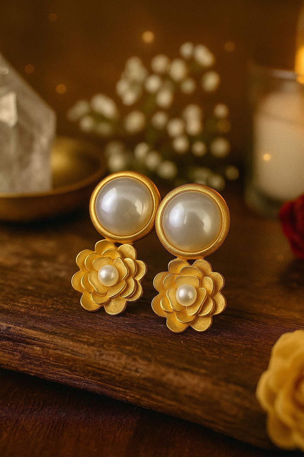 Mini Floral Pearl Studs