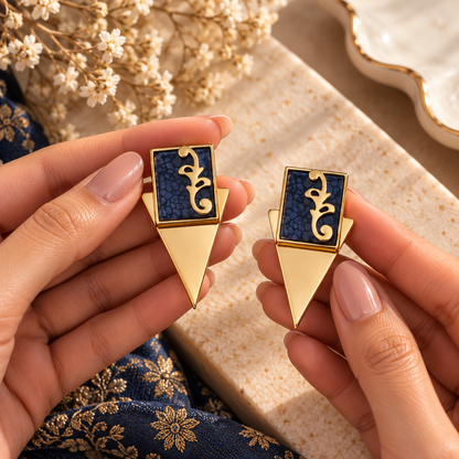 Blue Stone Triangle Studs