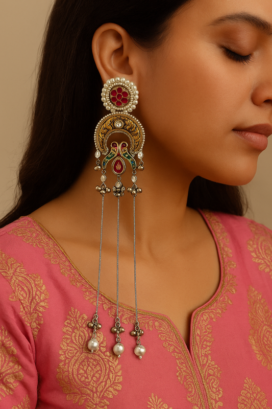 Pink Shagun Chain Danglers