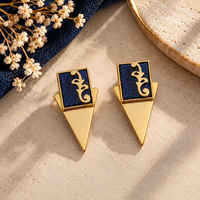 Blue Stone Triangle Studs
