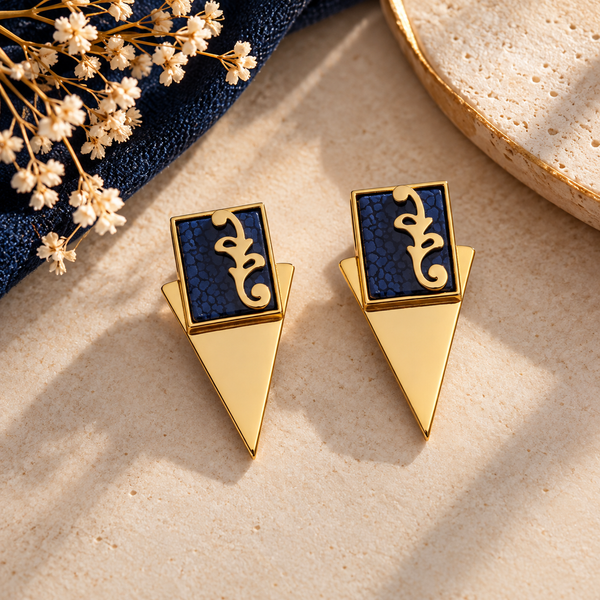 Blue Stone Triangle Studs
