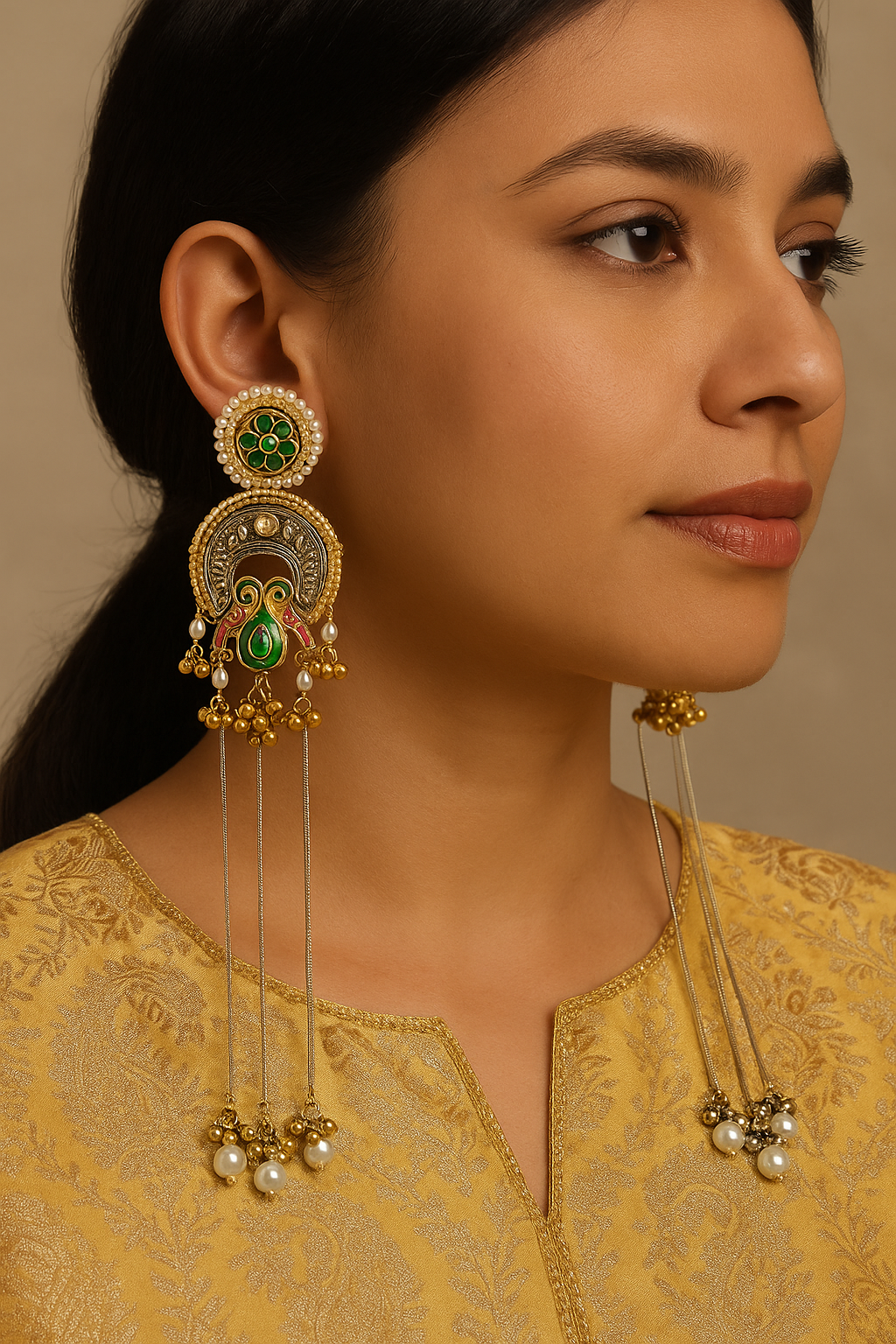 Green Shagun Chain Danglers