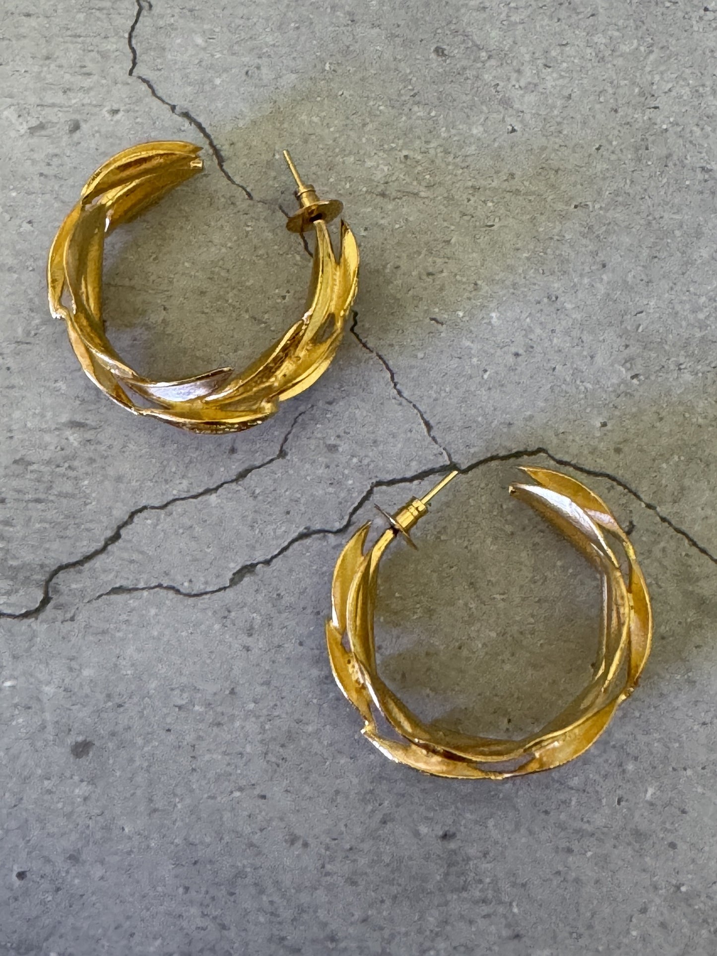 Textured Leaf Hoops