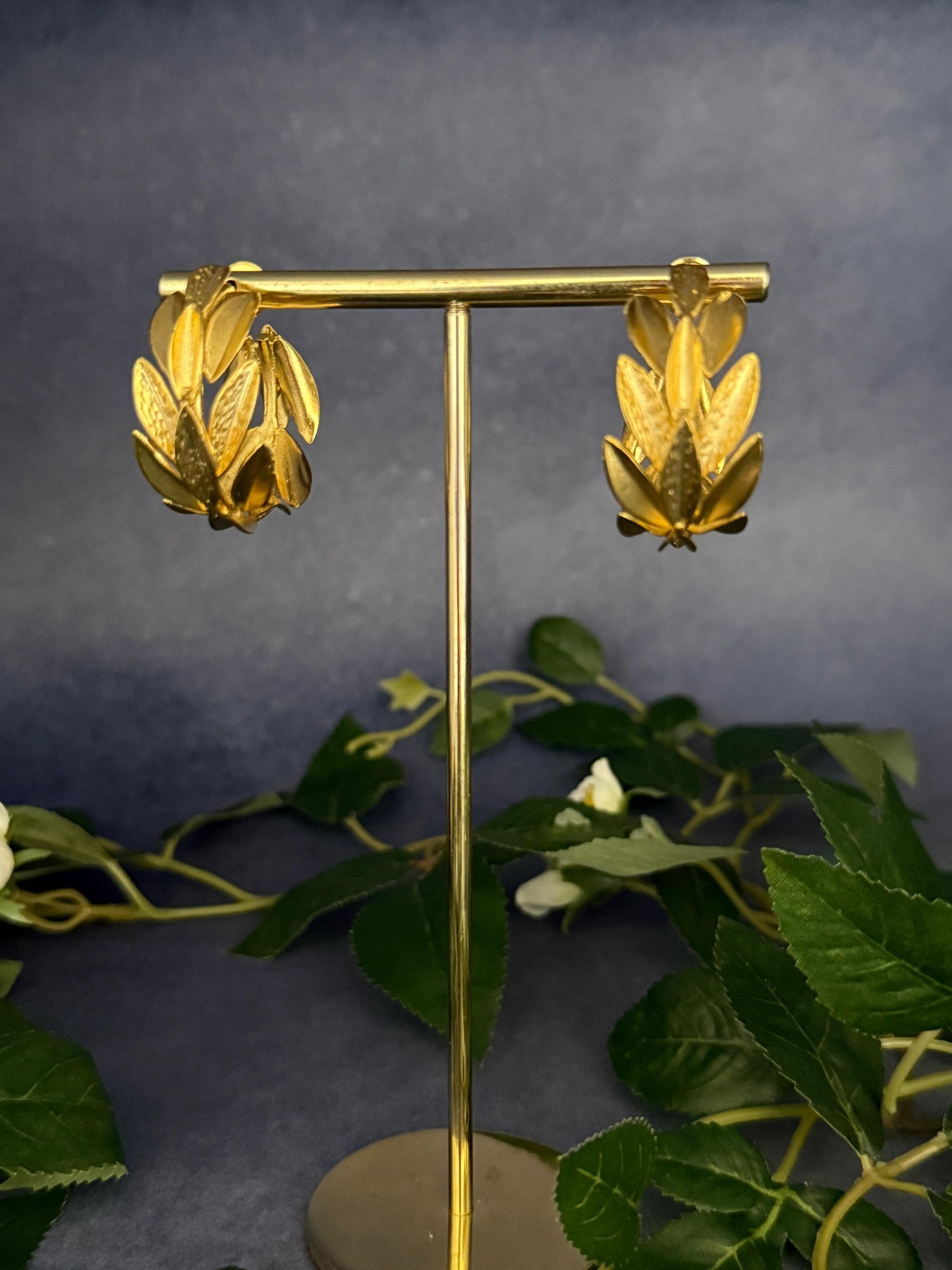 Textured Leaf Hoops