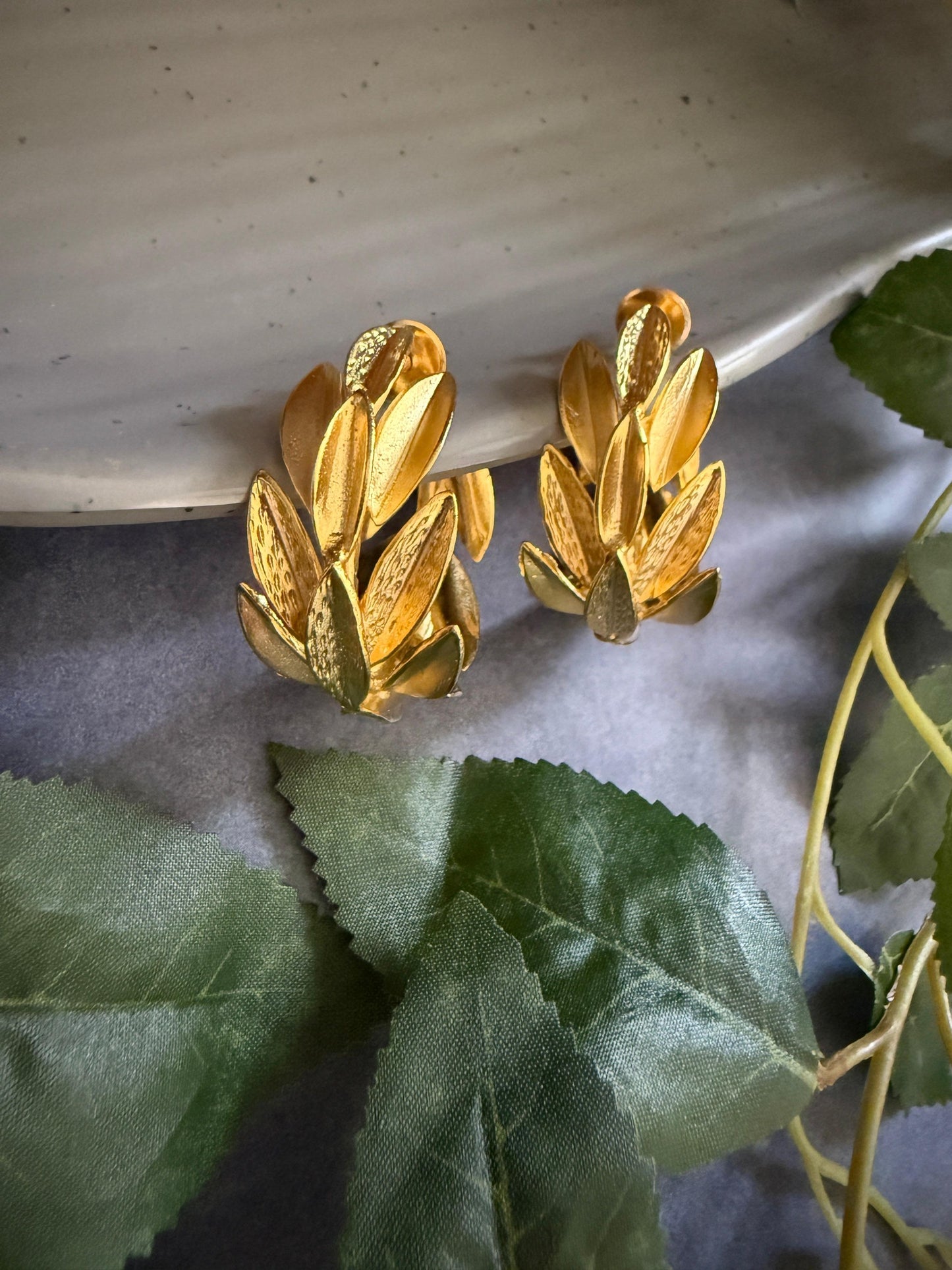 Textured Leaf Hoops