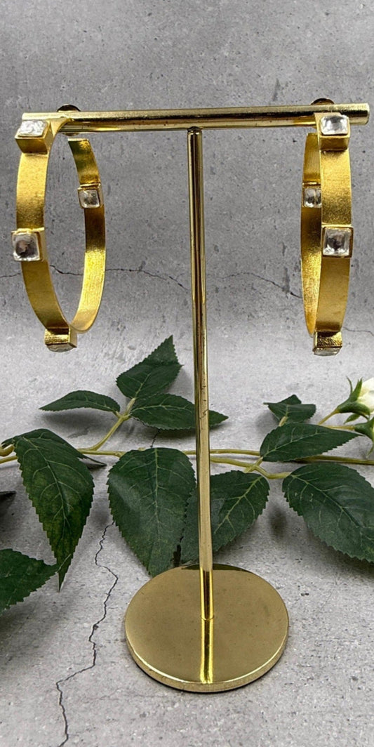 Square Stone Hoops