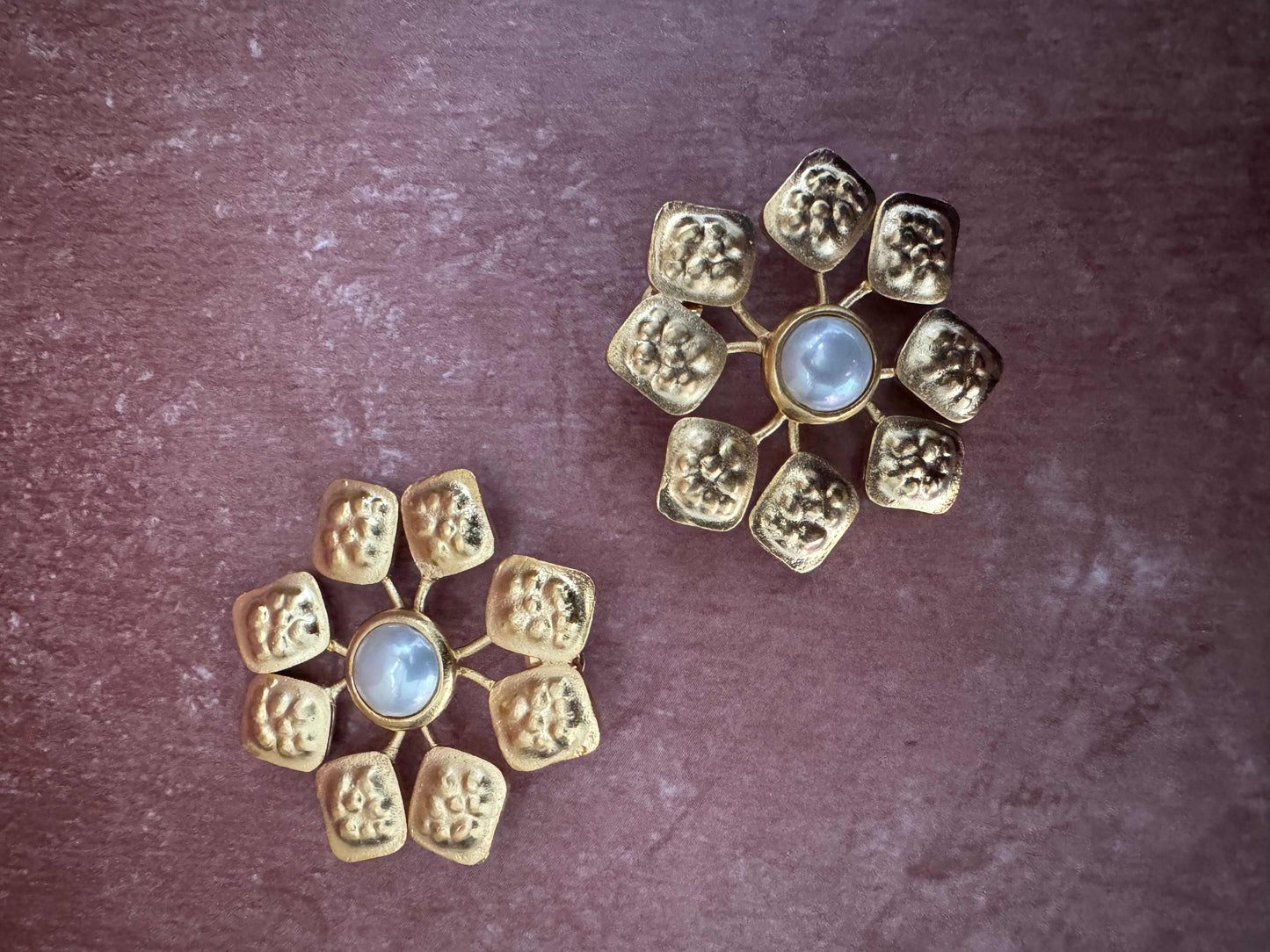 Multi Square Floral Studs