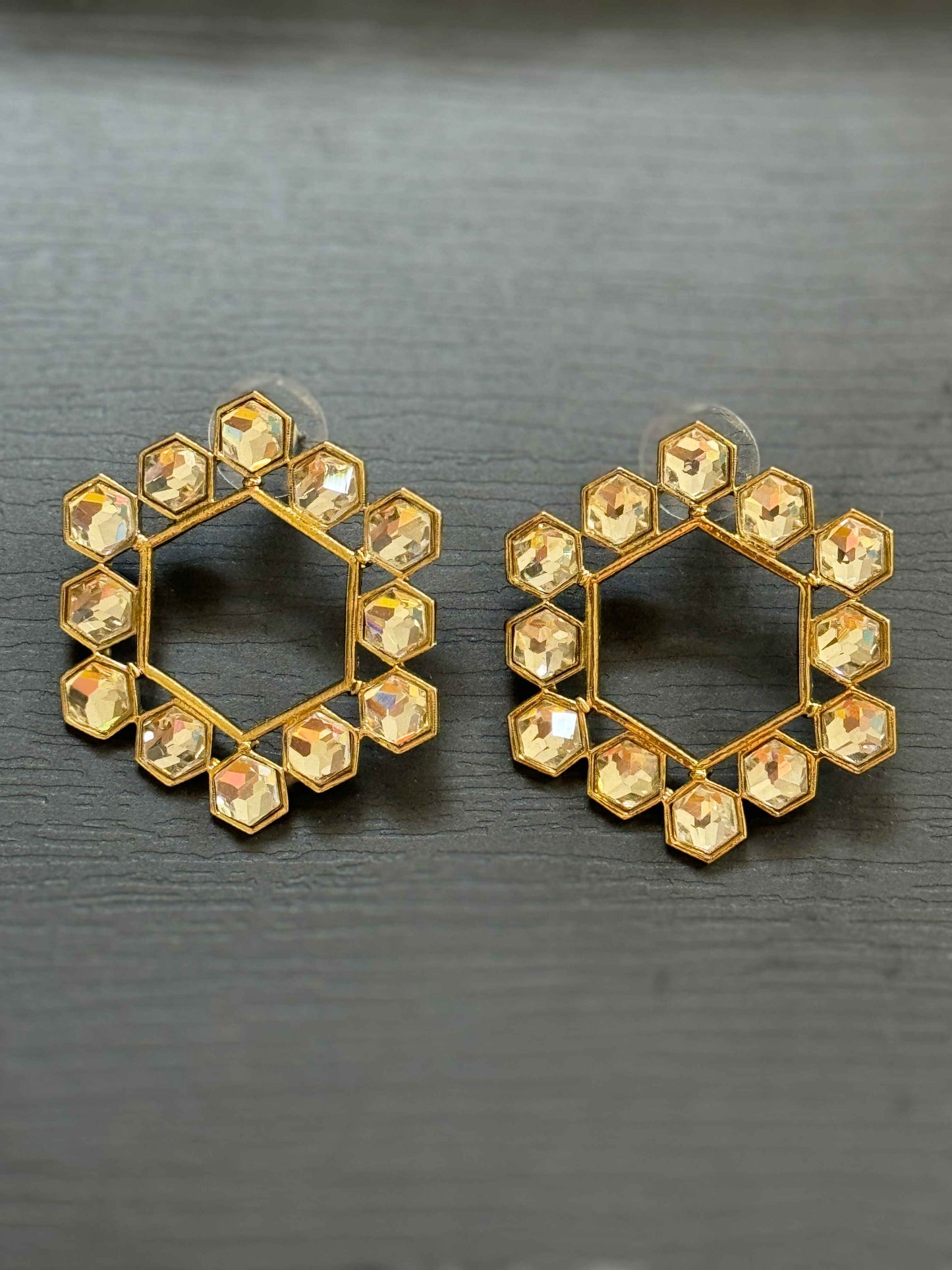 Crystal Hexagon Studs