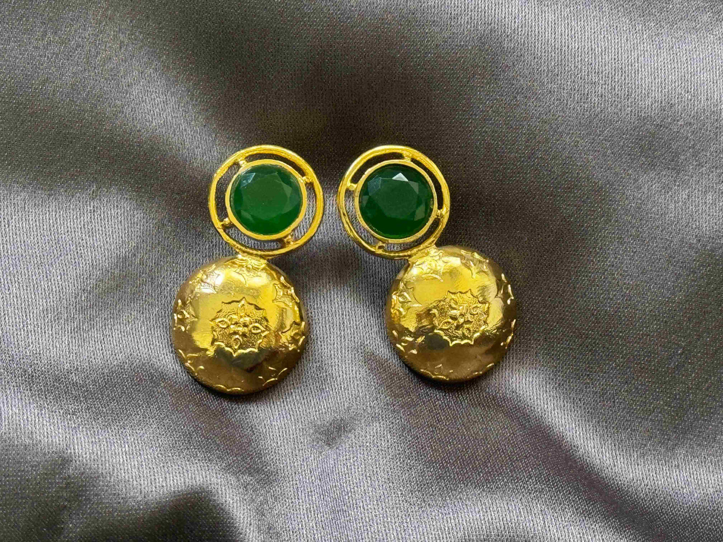Green Stone Round Studs