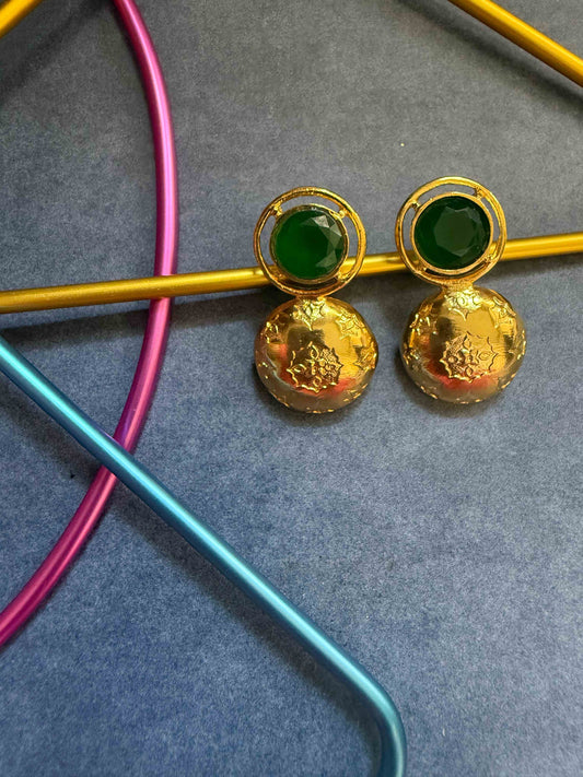 Green Stone Round Studs