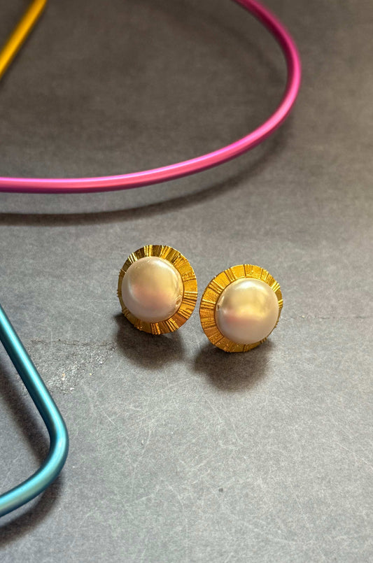 Mini Round Pearl Studs