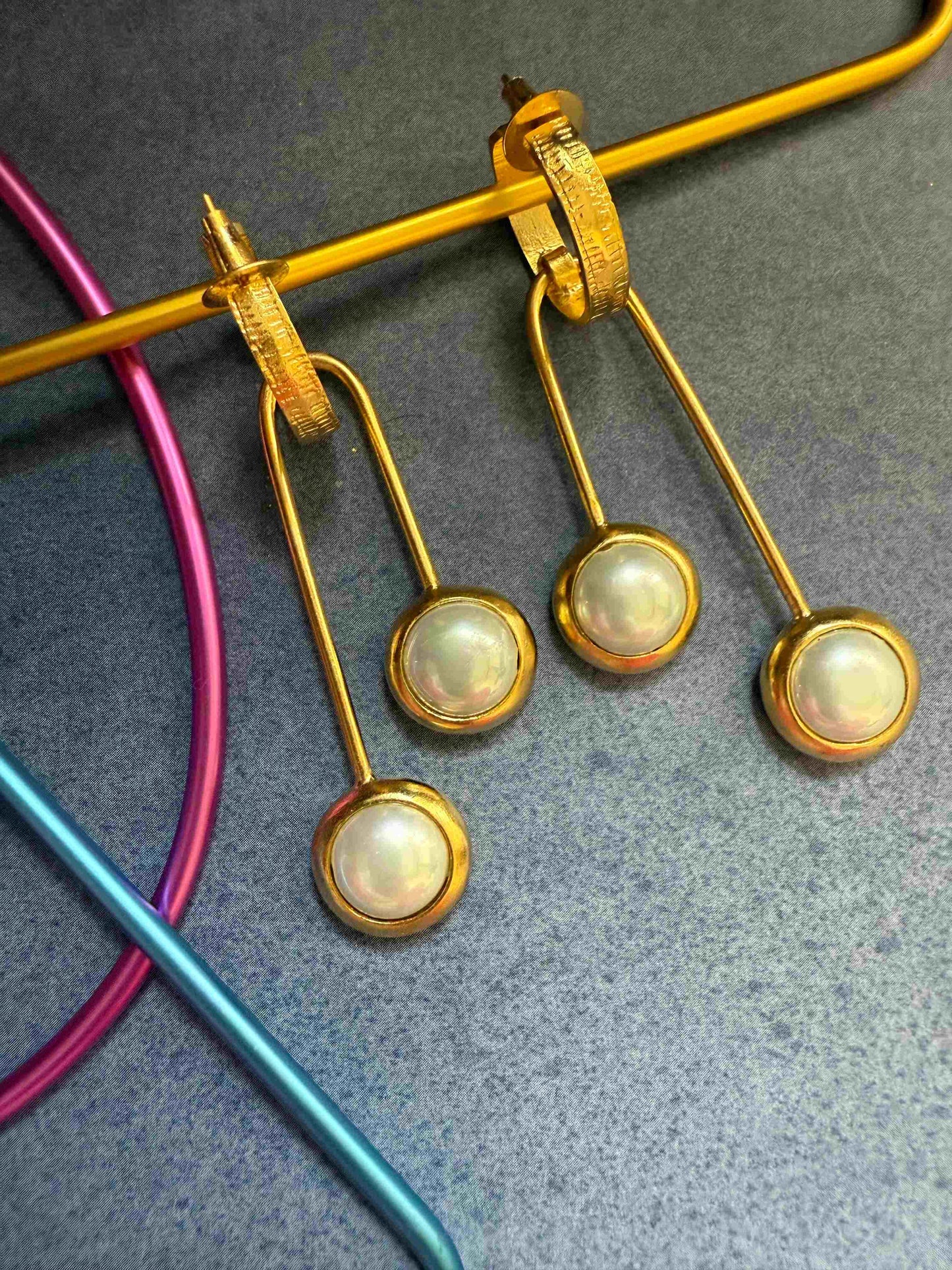 U-Shaped Pearl Danglers