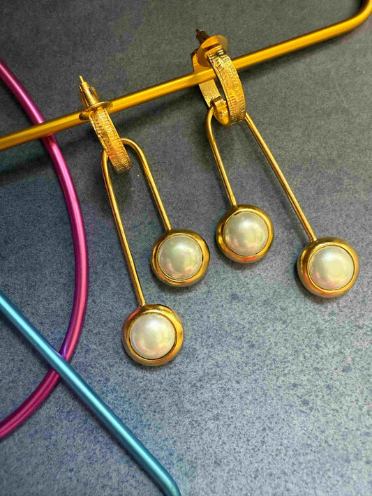U-Shaped Pearl Danglers