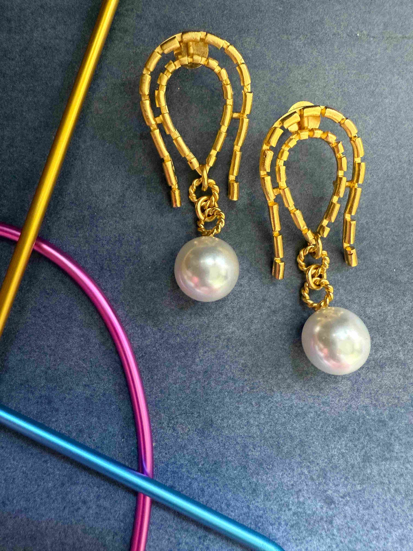 Textured Pearl Drop Studs