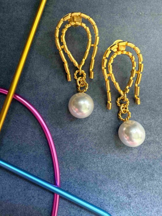 Textured Pearl Drop Studs