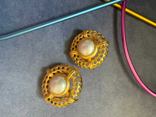 Textured Round Pearl Studs