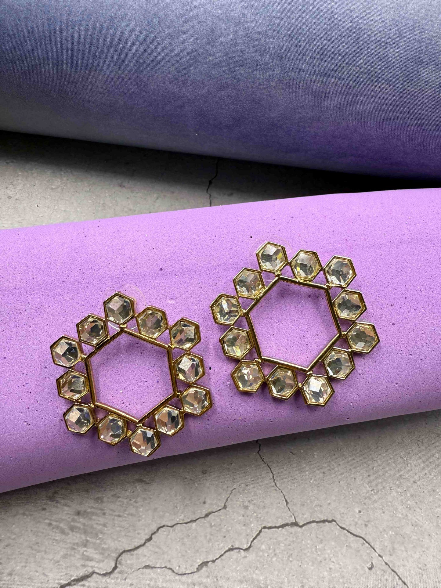 Crystal Hexagon Studs