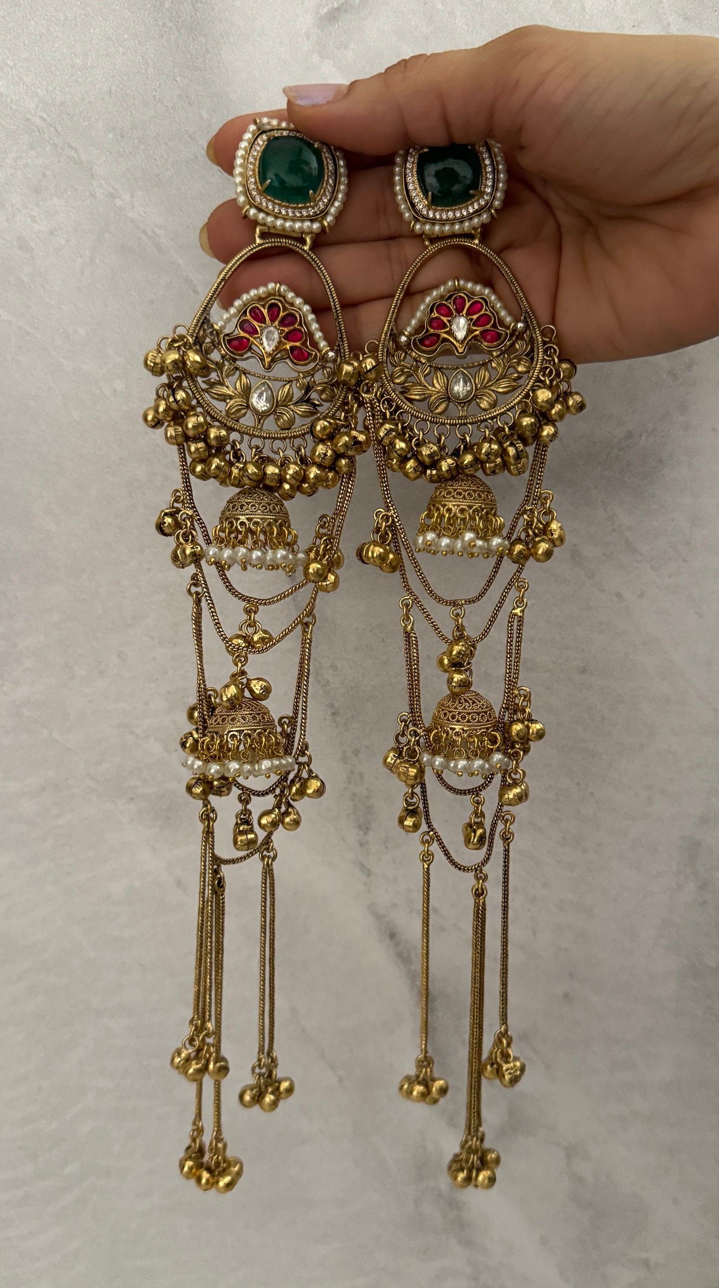Green Aaraadhya Statement Jhumkis