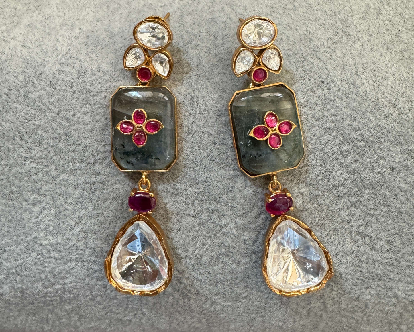 Green Moissanite Drop Danglers