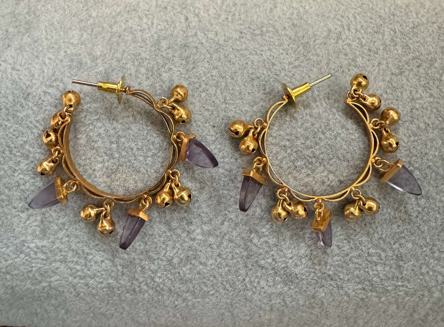 Purple Crystal Hoops