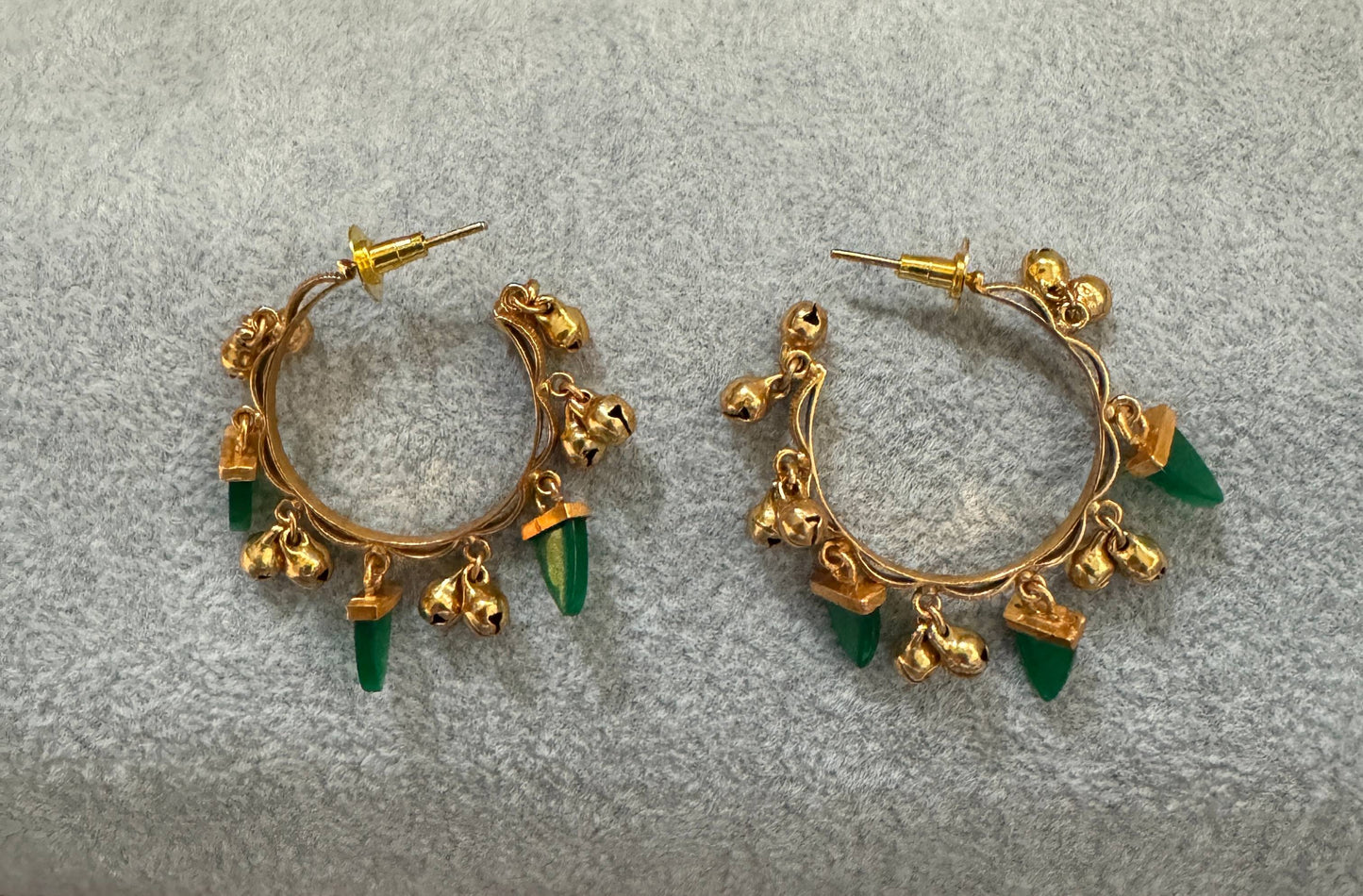 Green Crystal Hoops
